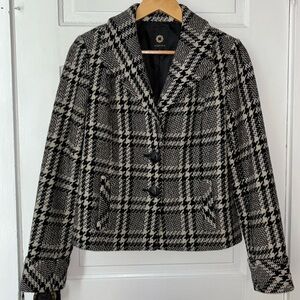 AMBER SUN WOOL BLEND PLAID BLAZER JACKET